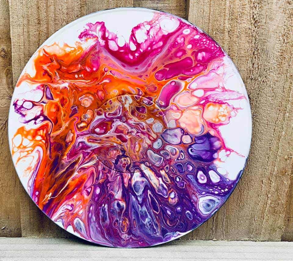 How to acrylic paint pouring on vinyl record